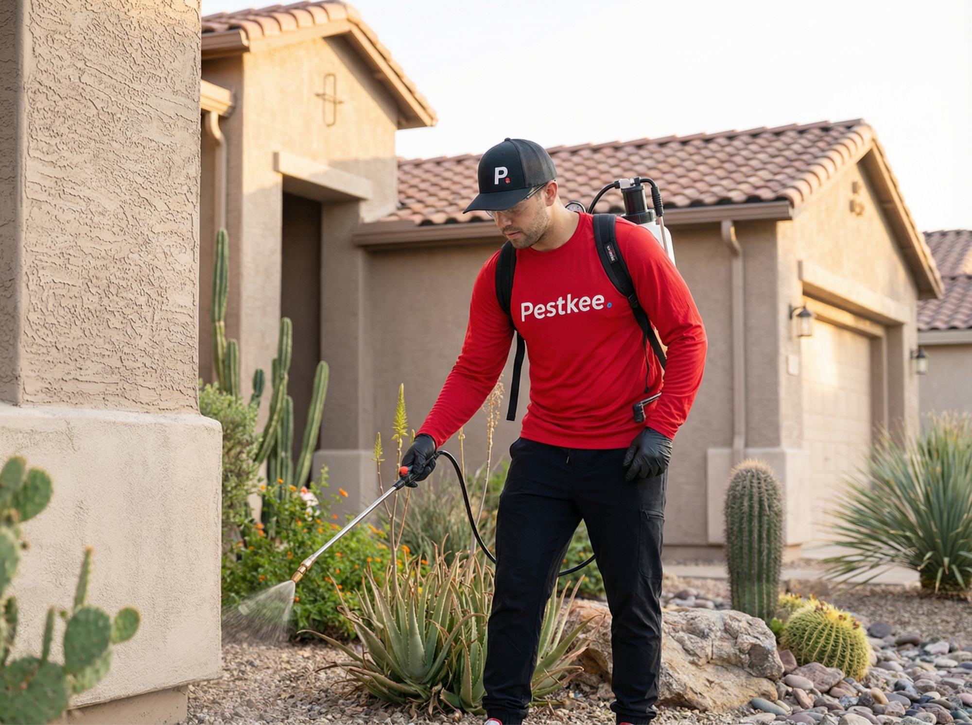 Pestkee technician treating an Arizona home